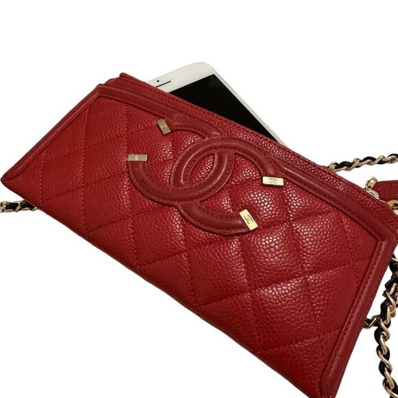 Chanel boys red leather long wallet pouch - Picture 11 of 16